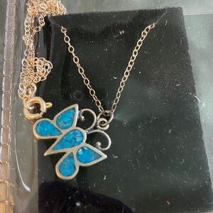 Elegant Blue Butterfly Pendant Necklace